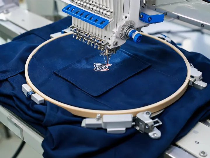 Uniform embroidery on a structured chest panel